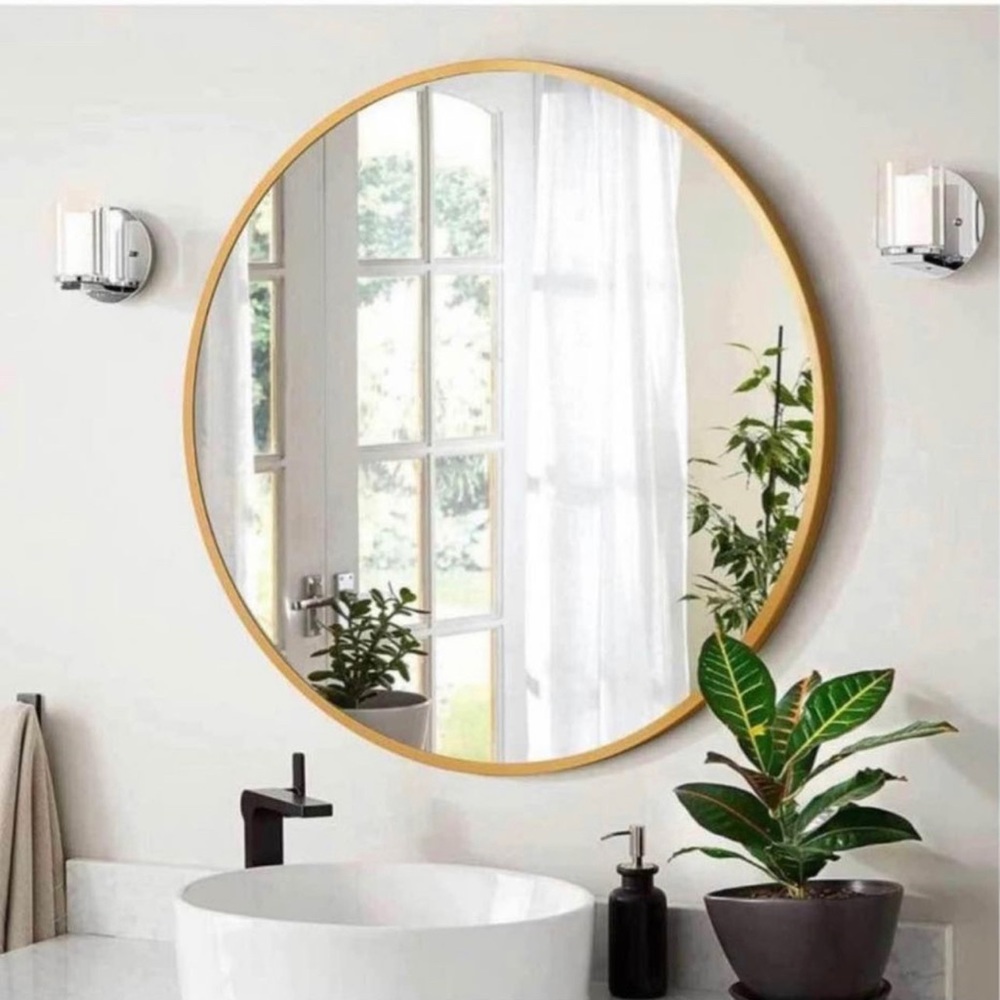 24 inch round gold mirror